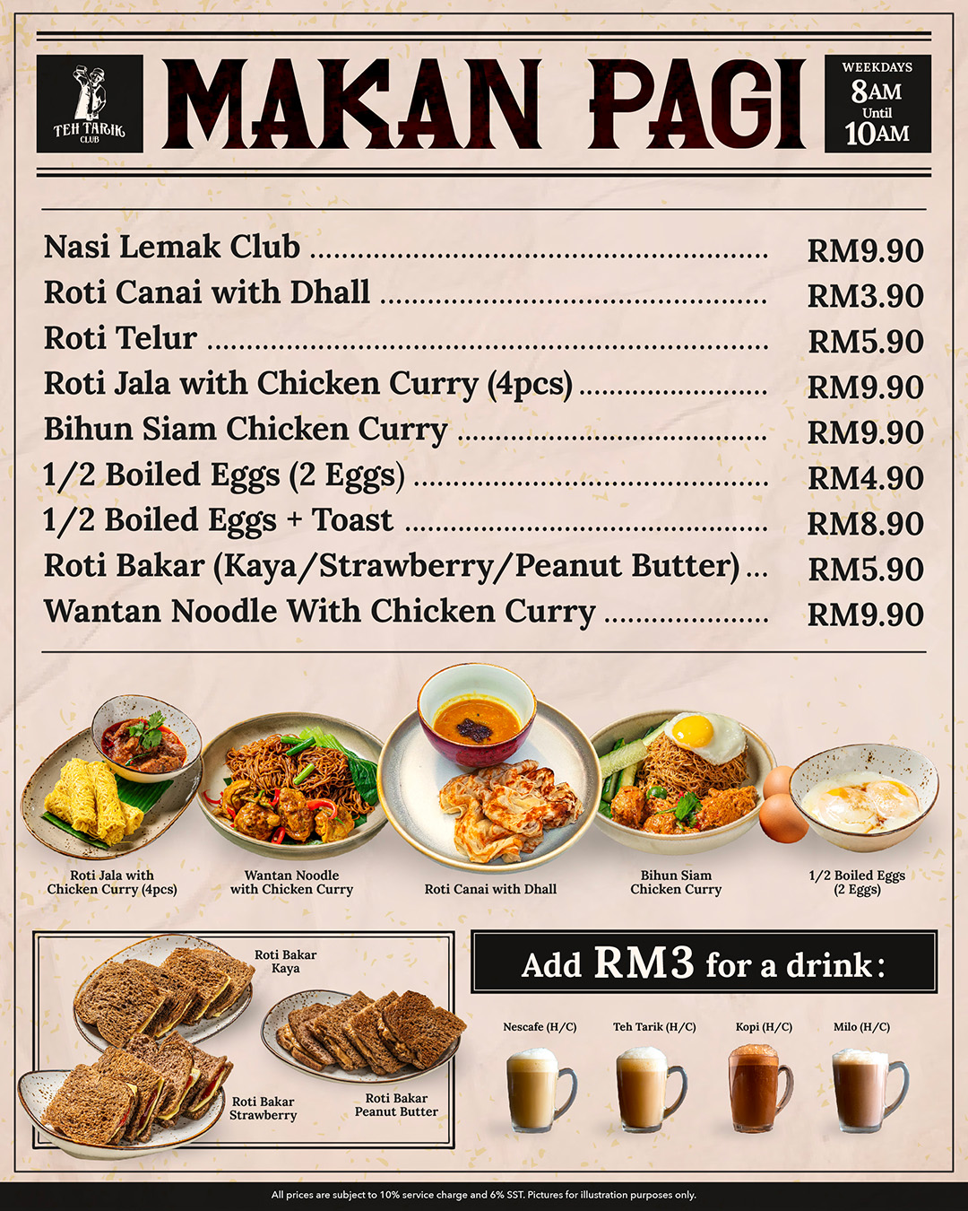 Teh Tarik Club Makan Pagi Menu