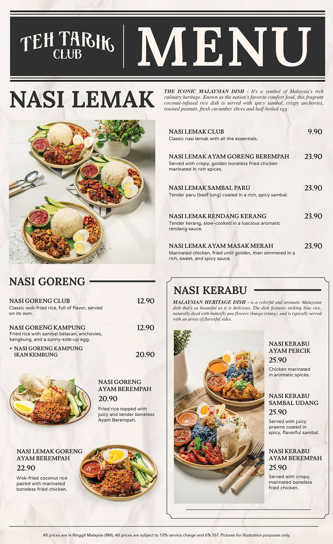 Teh Tarik Club Menu