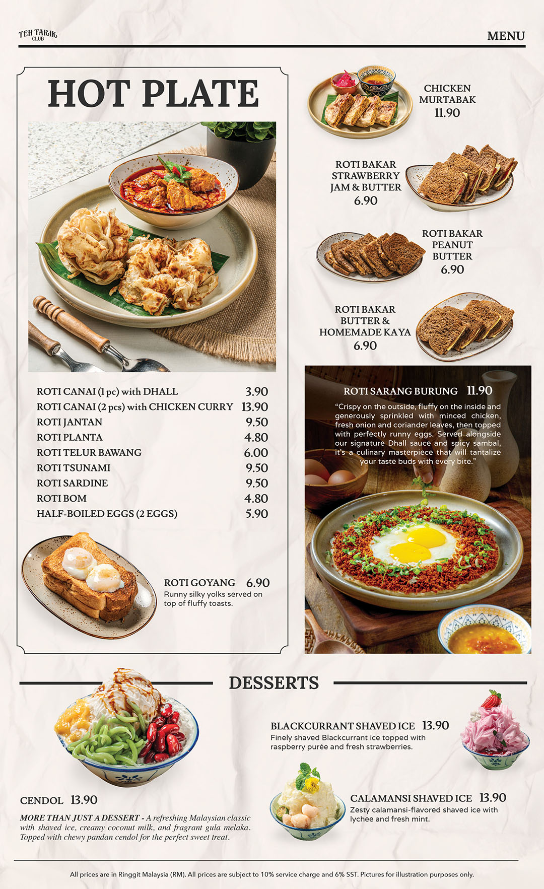 Teh Tarik Club Menu