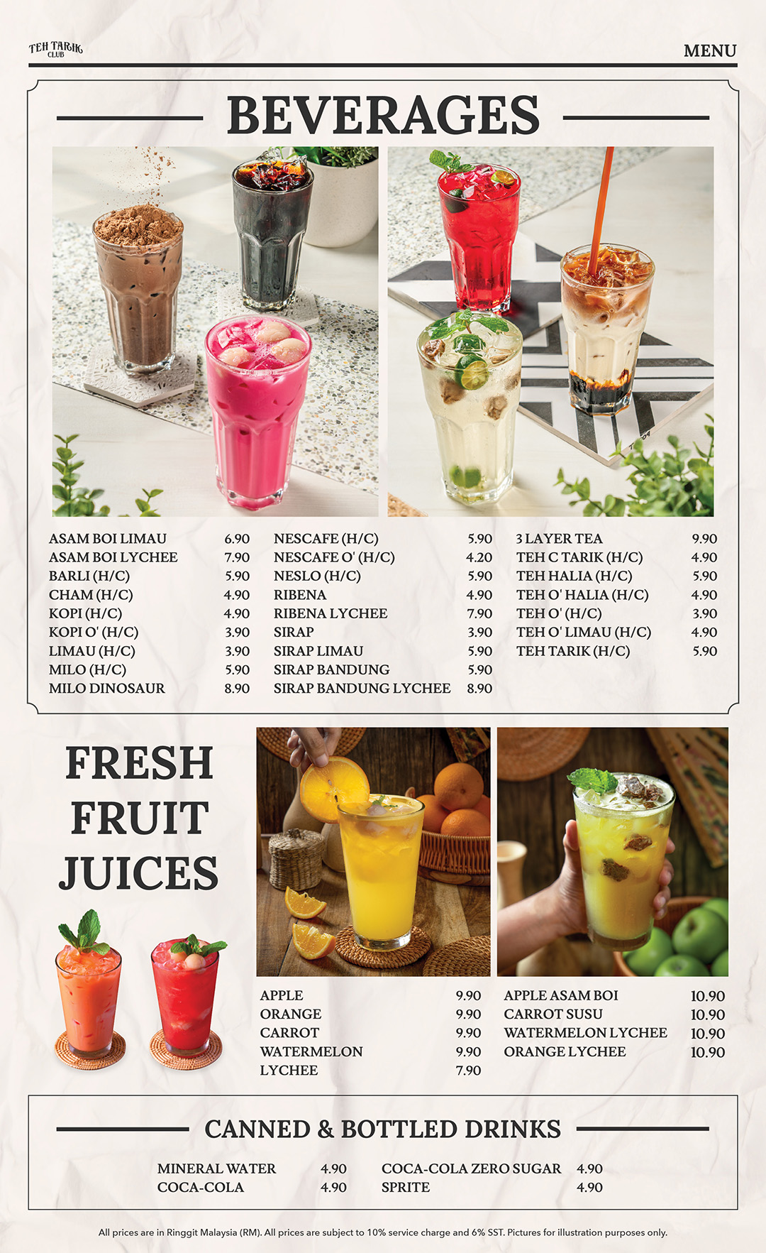 Teh Tarik Club Menu